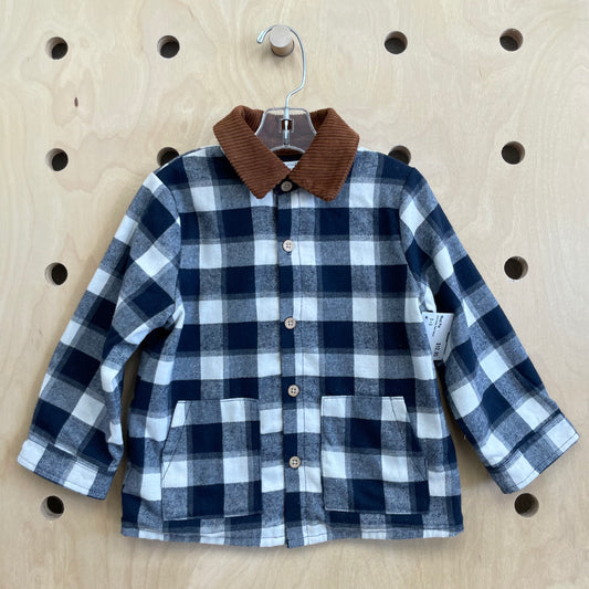 Cord Collar Plaid Flannel