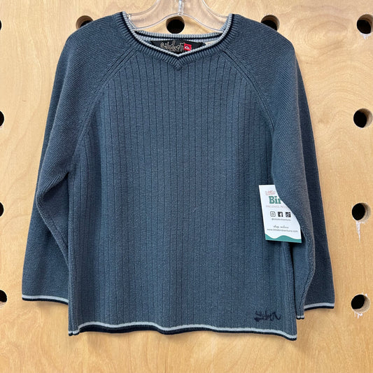 Blue Knit V-Neck Sweater