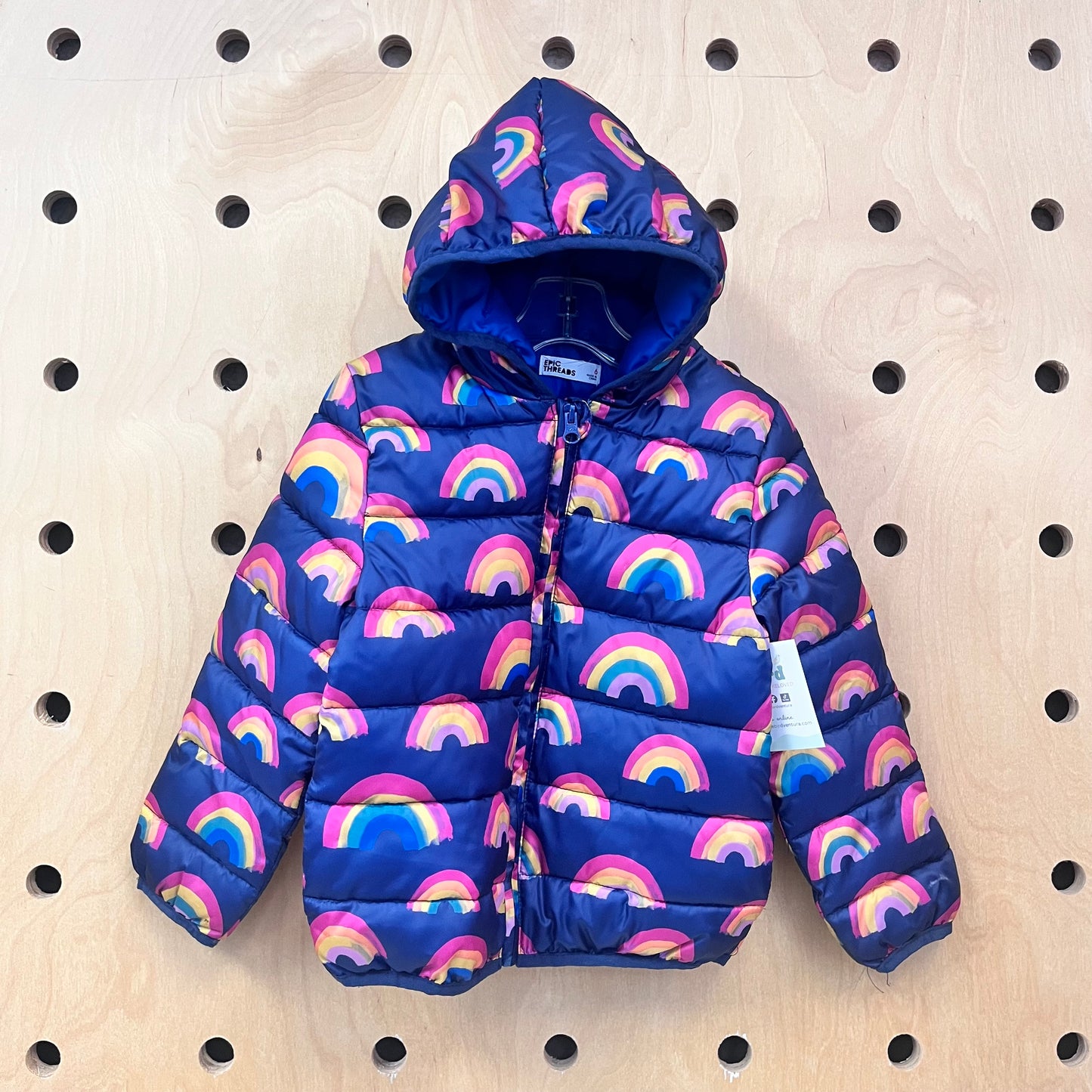 Navy/Colorful Rainbows Puffer Jacket