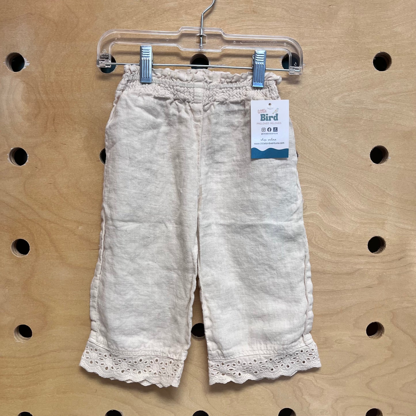 Cream Eyelet Cotton Pants