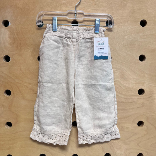 Cream Eyelet Cotton Pants