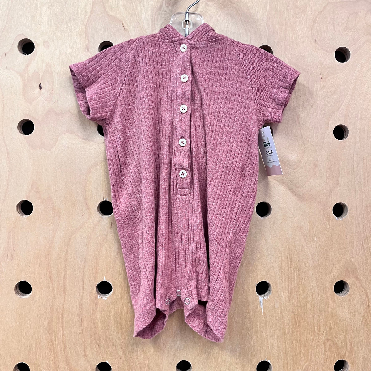 Organic Pink Ribbed Ears Hoodie Romper