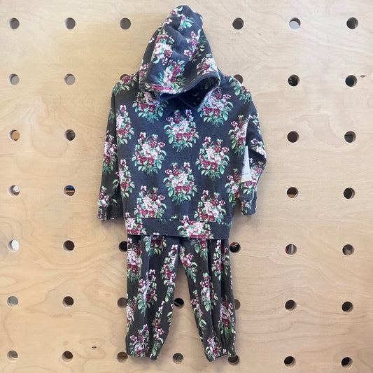 Brown Floral Organic Hoodie & Joggers