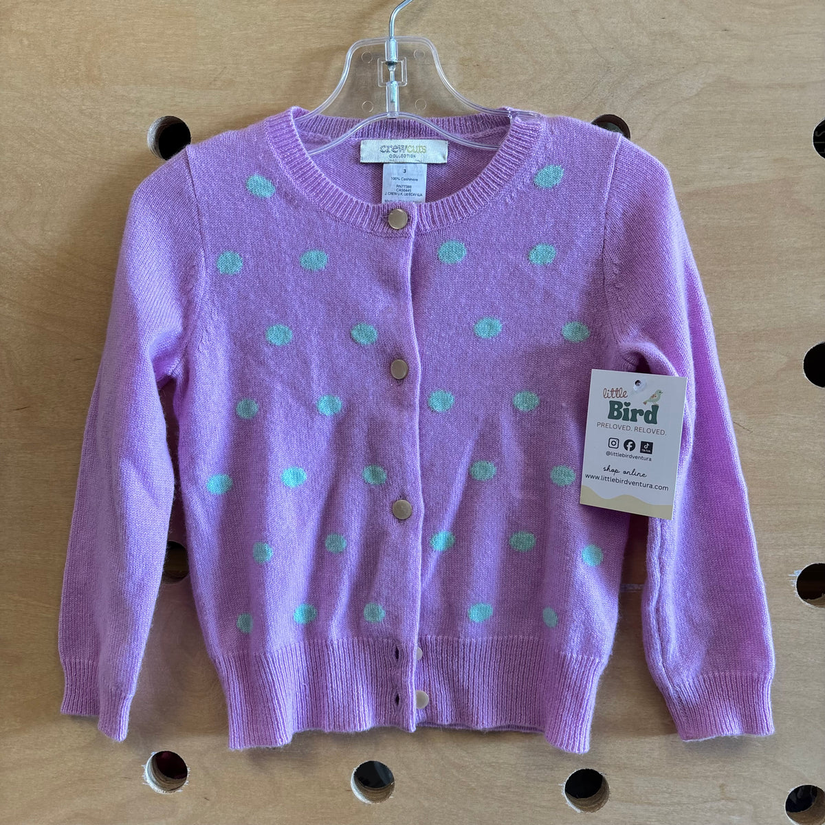 Lavender/Aqua Polka Dot Cardigan