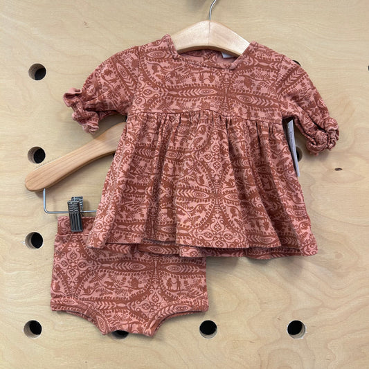 Sienna/Pink Organic Demask Dress & Bloomies