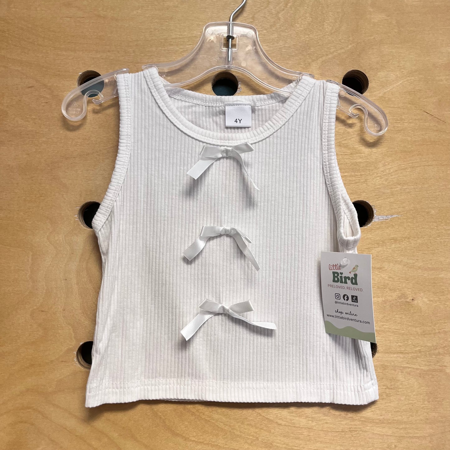 White Ribbed Bow Tank