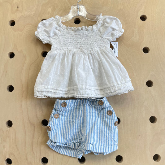 Blue & White Smocked Outfit
