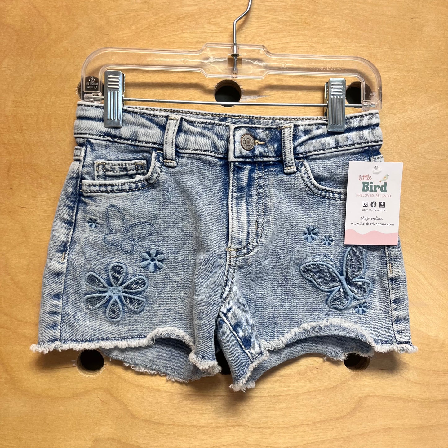 Embroidered Butterflies Denim Shorts