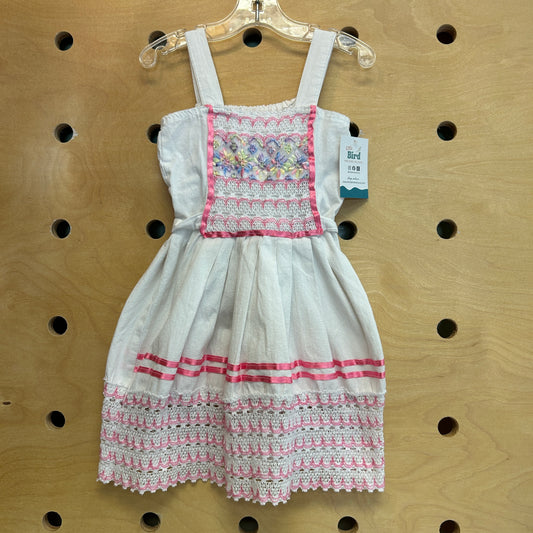 White & Pink Ribbon Dress