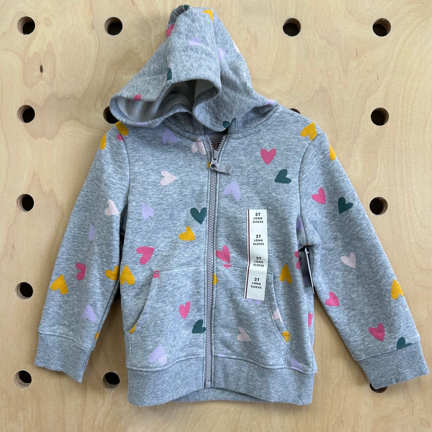 Grey Hearts Zip Hoodie NEW!