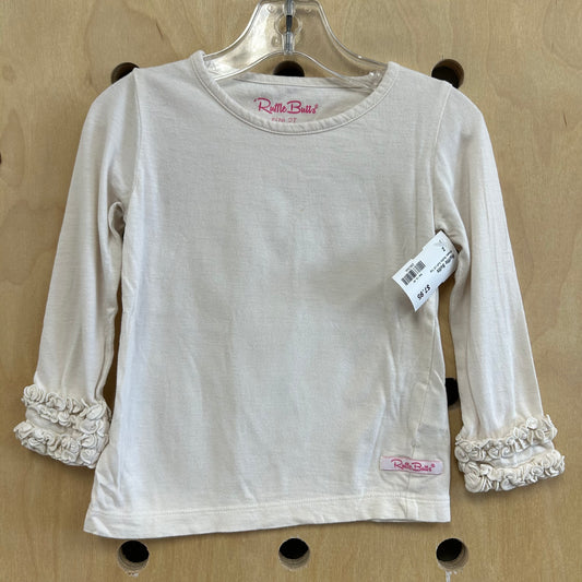 Cream Ruffle Cuff LS Top