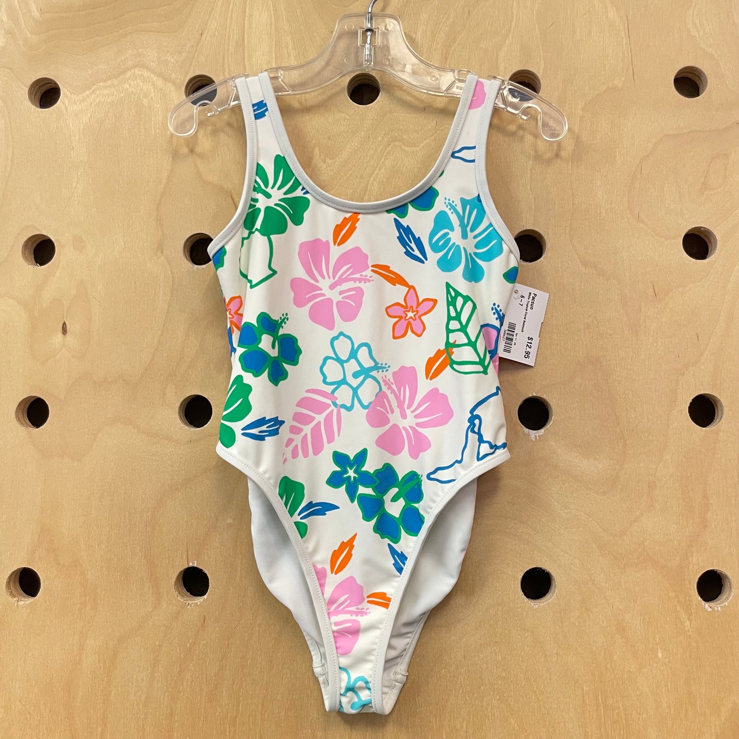 White Tropical Floral Swimsuit
