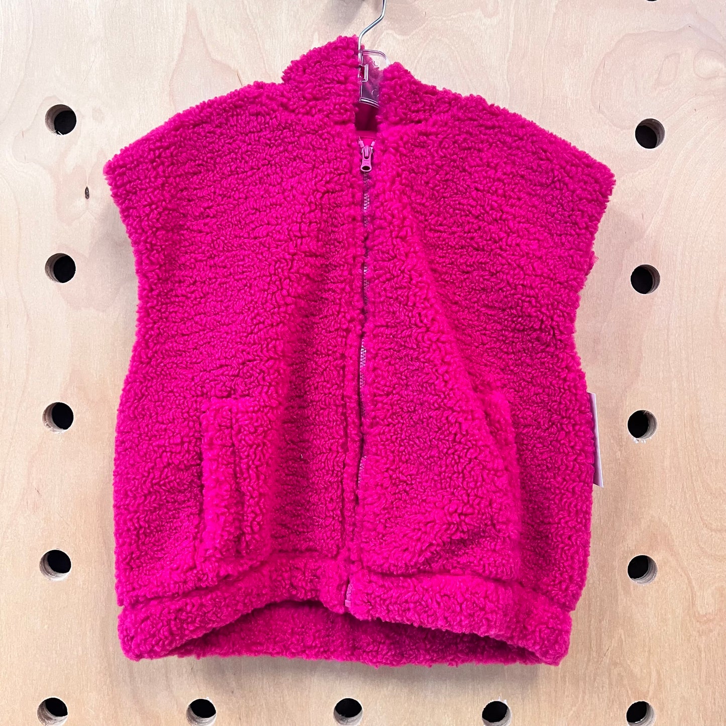 Pink Sherpa Sleeveless Zip Hoodie