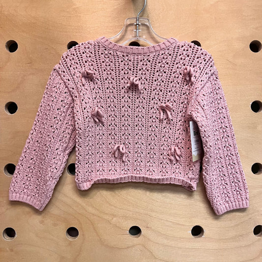Pink Loose Knit Bows Sweater