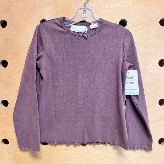 Eggplant Ribbed Pointelle Long Sleeve