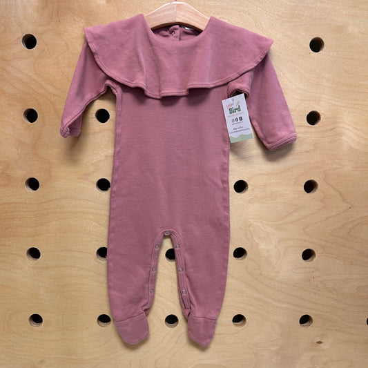 Mauve Ruffle Neck  Organic Romper