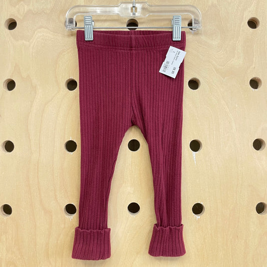 Red Ribbed Organic Leggings