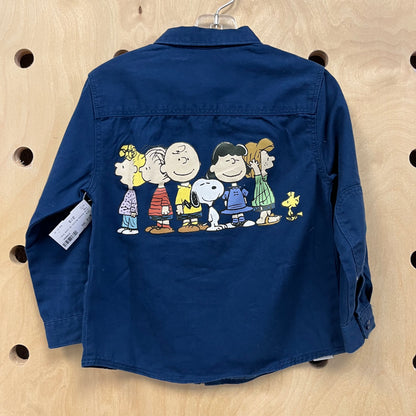 Blue Snoopy Button Up Long Sleeve