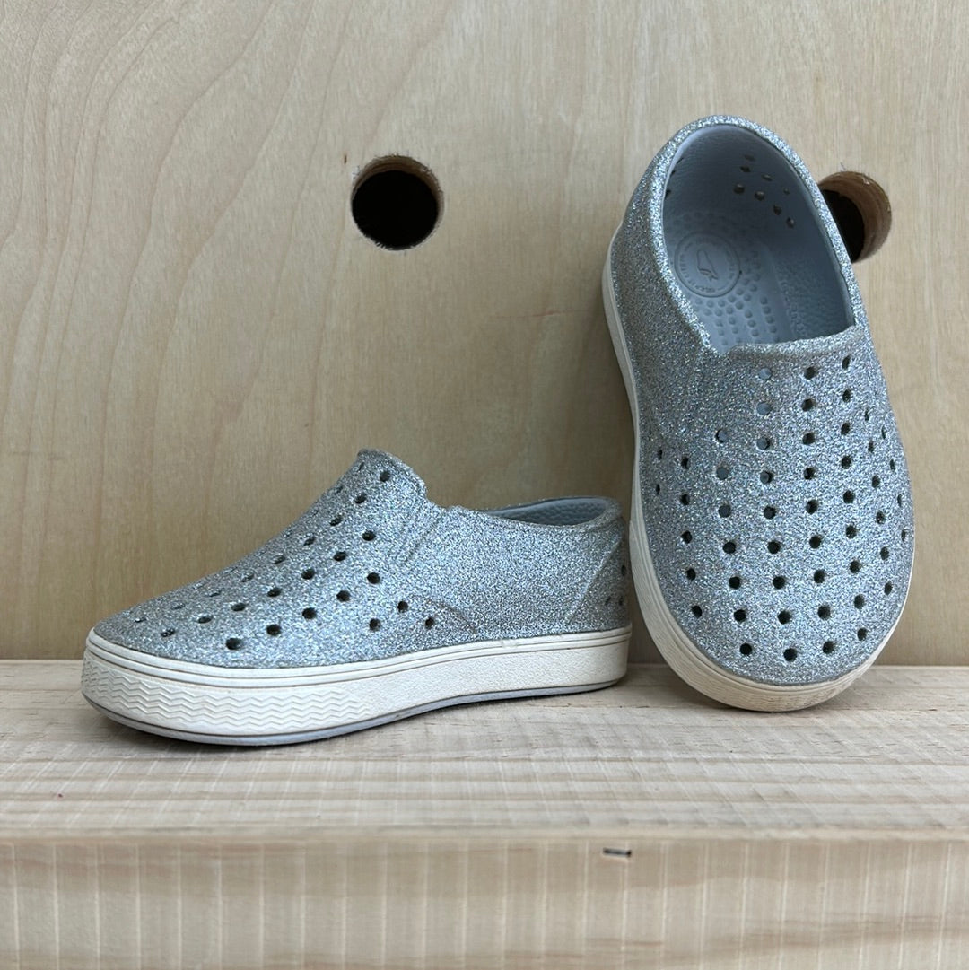 Silver Glitter Slip Ons