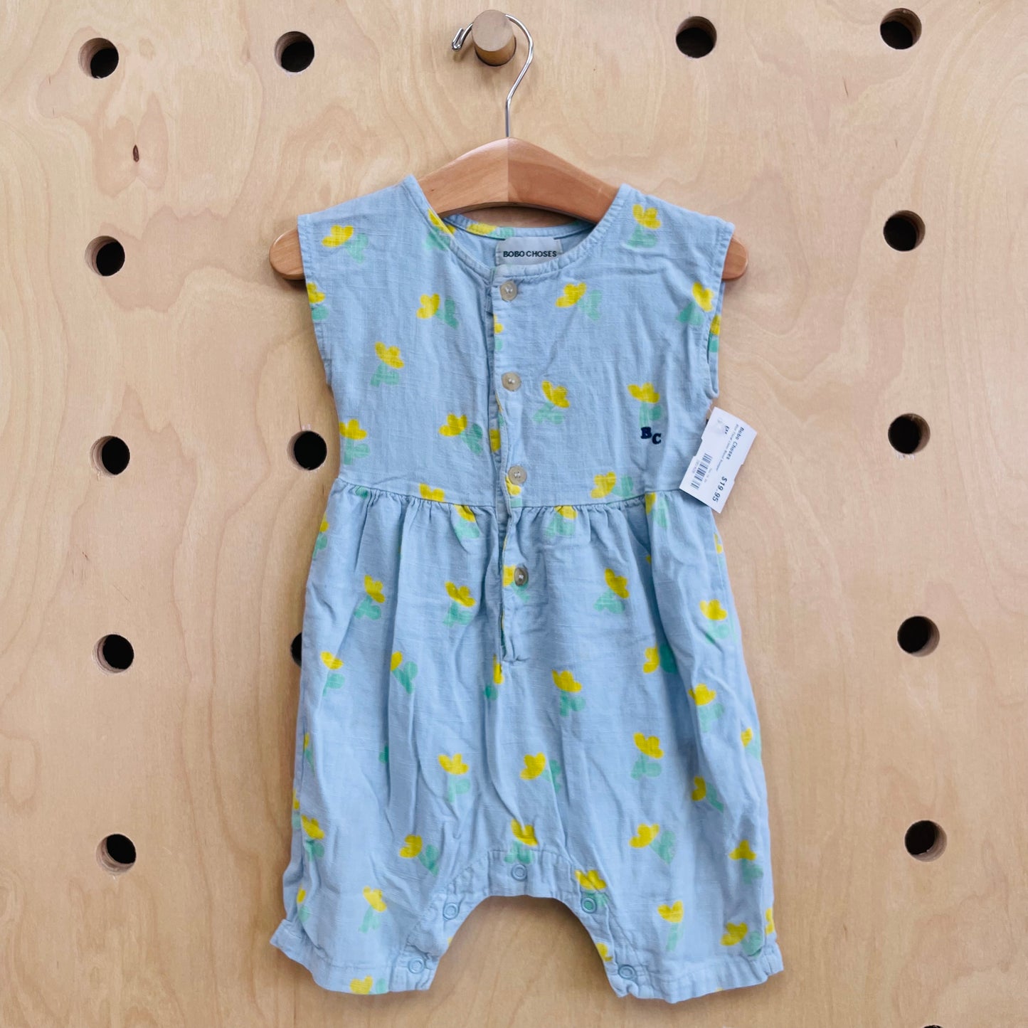 Blue Floral Linen Blend Romper