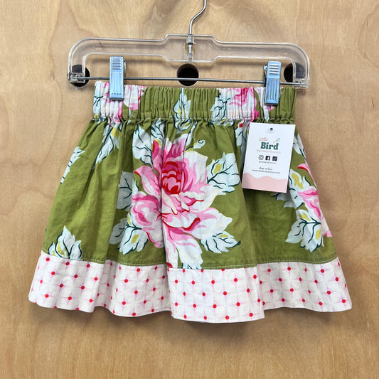 Green Floral Pull On Skirt