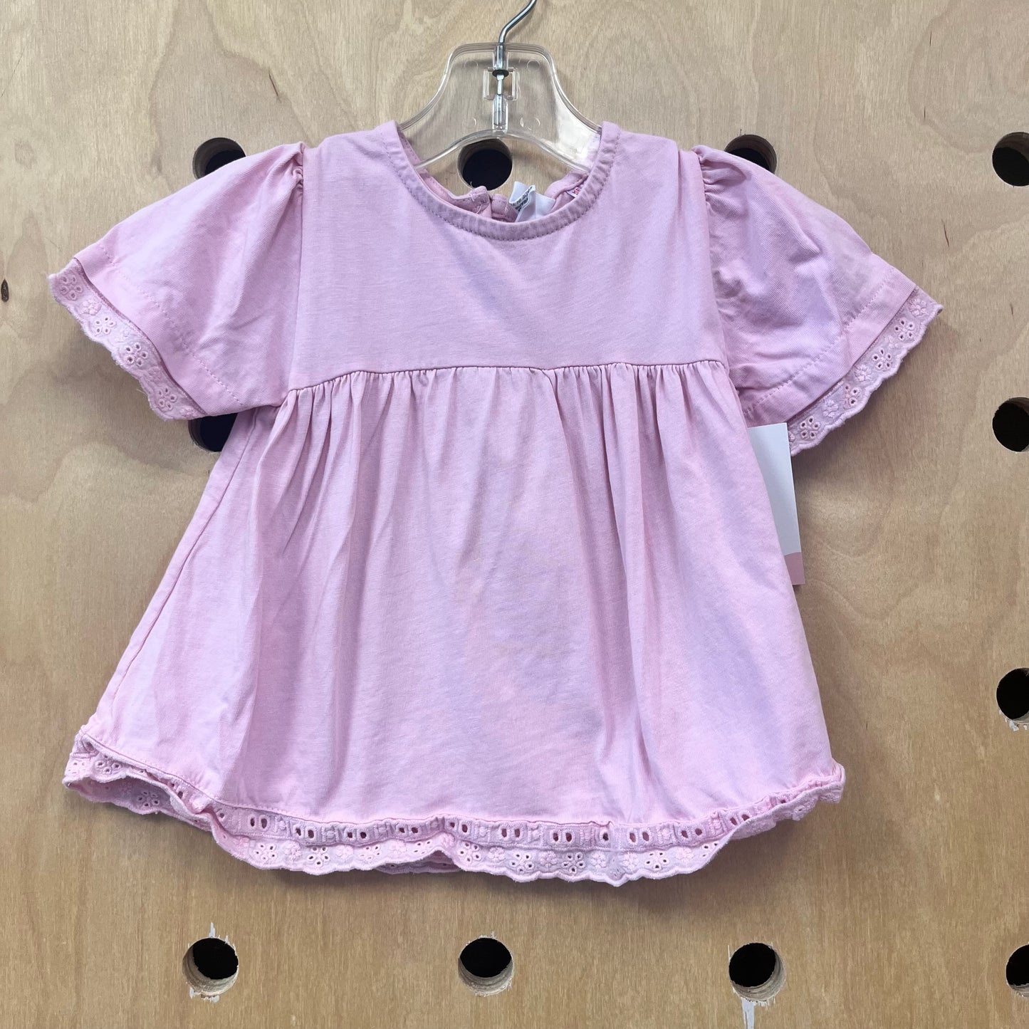 Pink Eyelet Sleeve Top