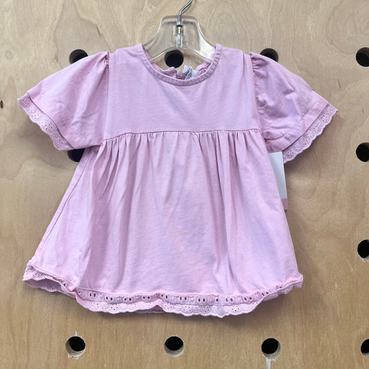 Pink Eyelet Sleeve Top