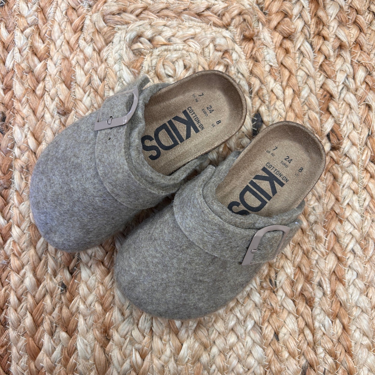 Tan Felt Slip On Clogs