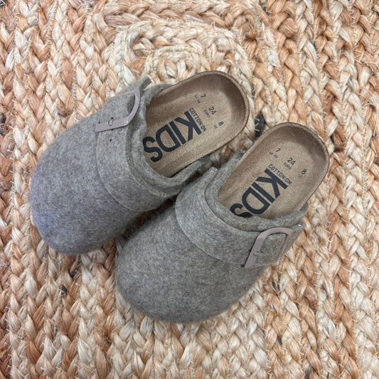 Tan Felt Slip On Clogs