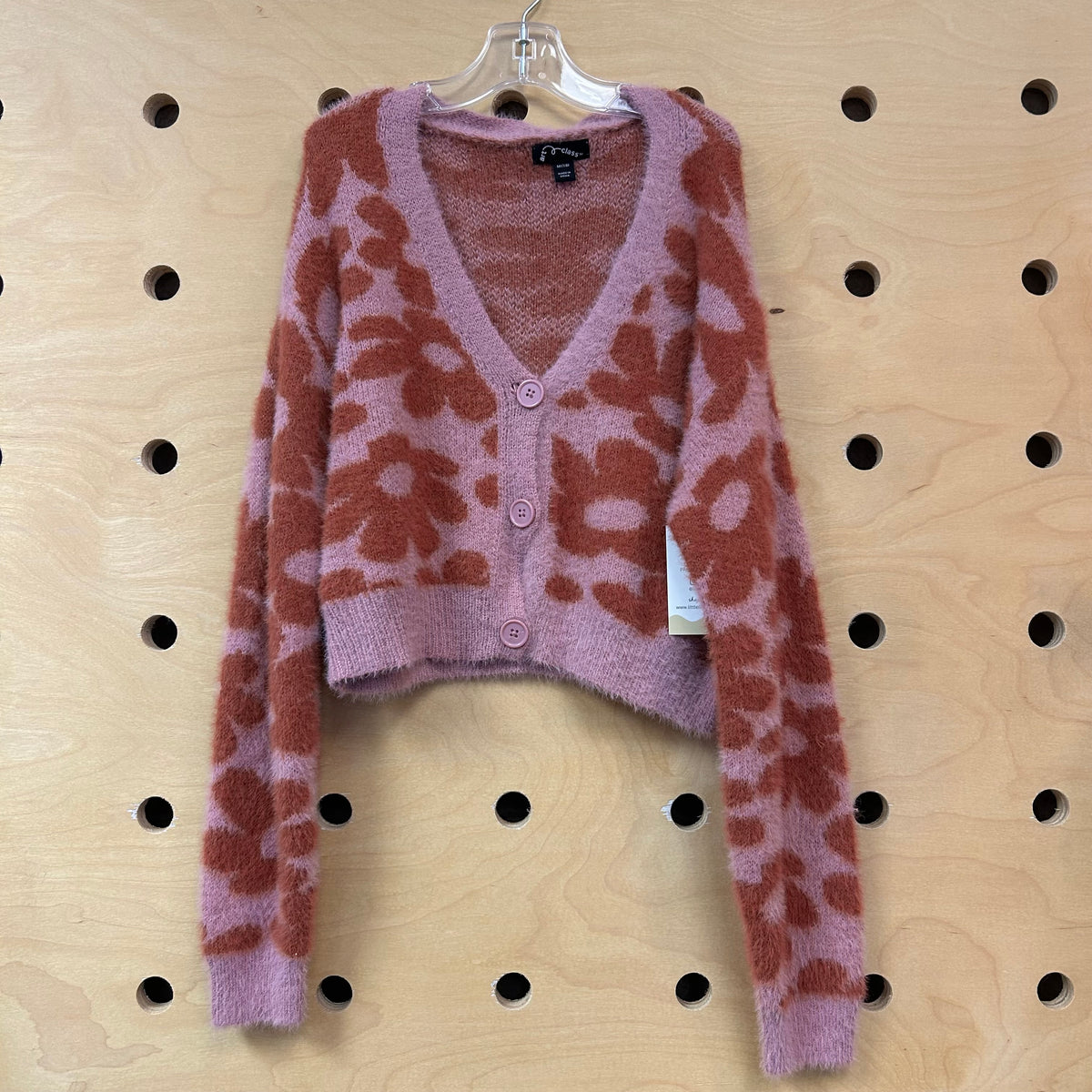 Lavender & Rust Floral Soft Fuzzy Cardigan