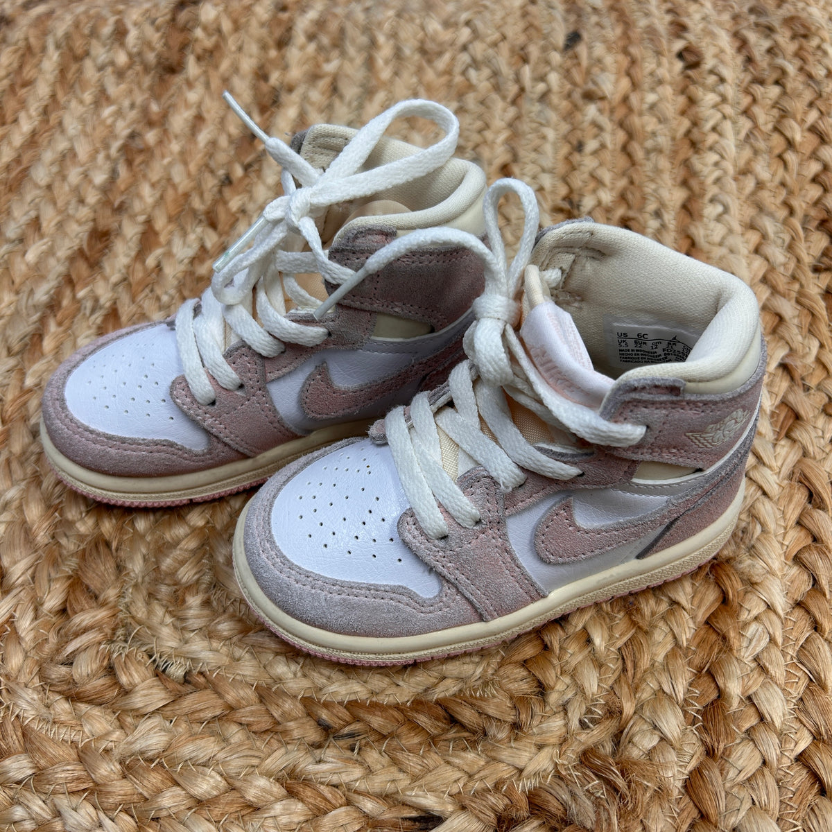 Cream/Pink Air Jordan 1 Retro Hi-Tops