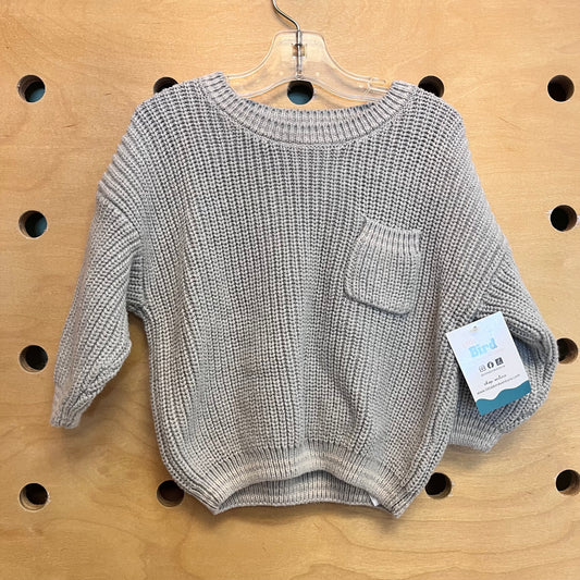 Grey Knit Pocket Sweater