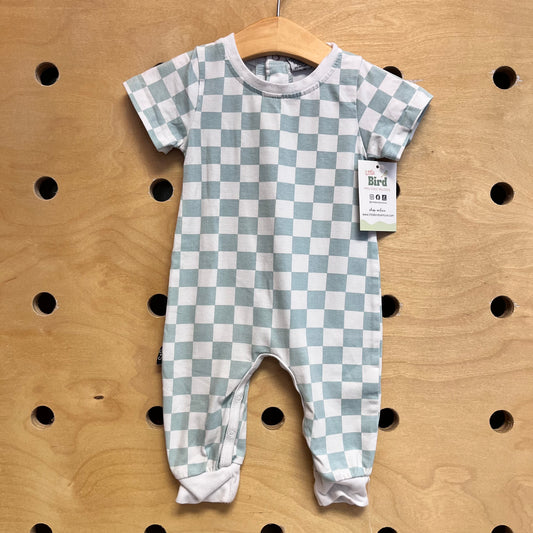 Aqua/White Checkered Romper