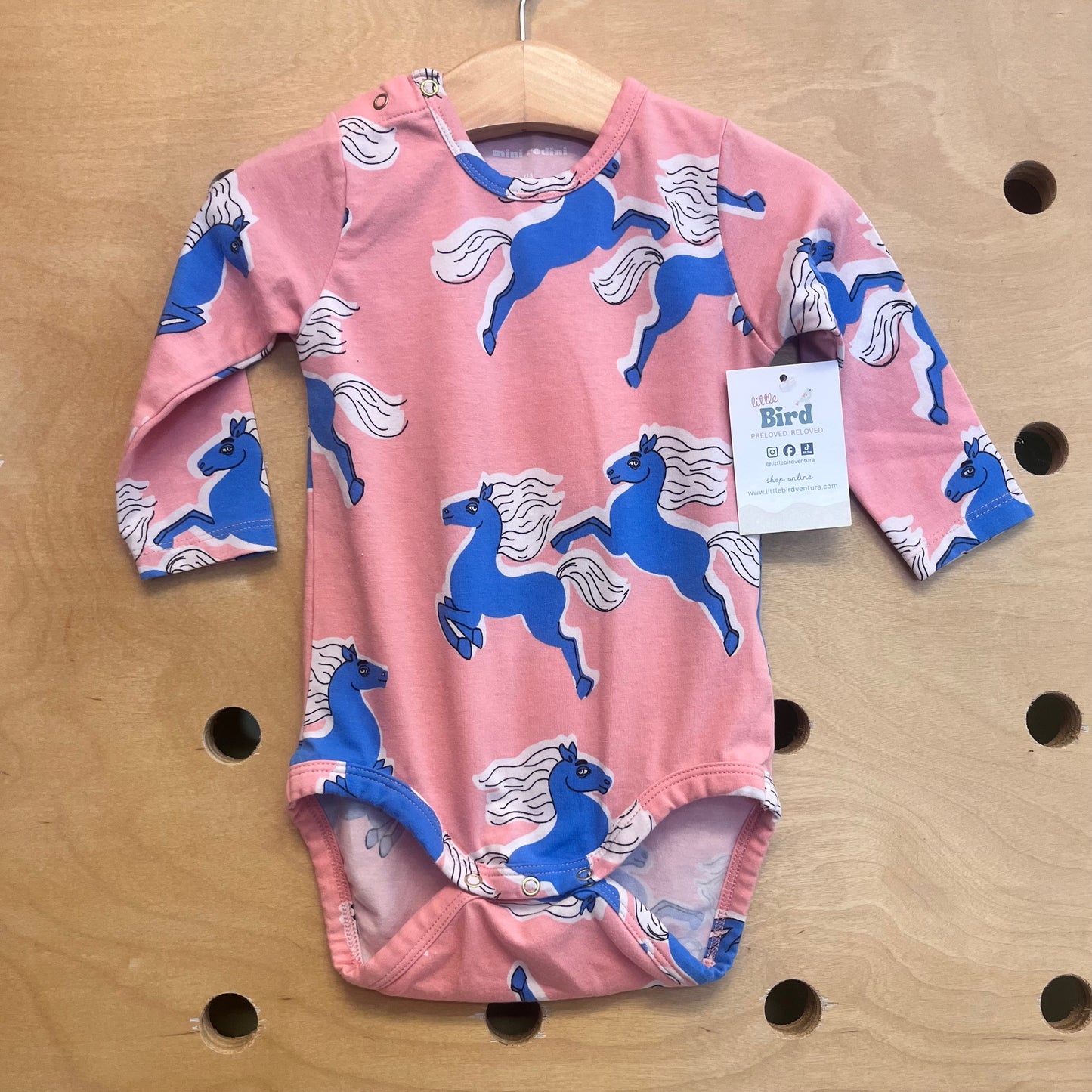 Organic Pink/Blue Horses Bodysuit