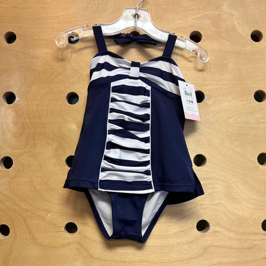 Navy & White Halter Swimsuit NEW!