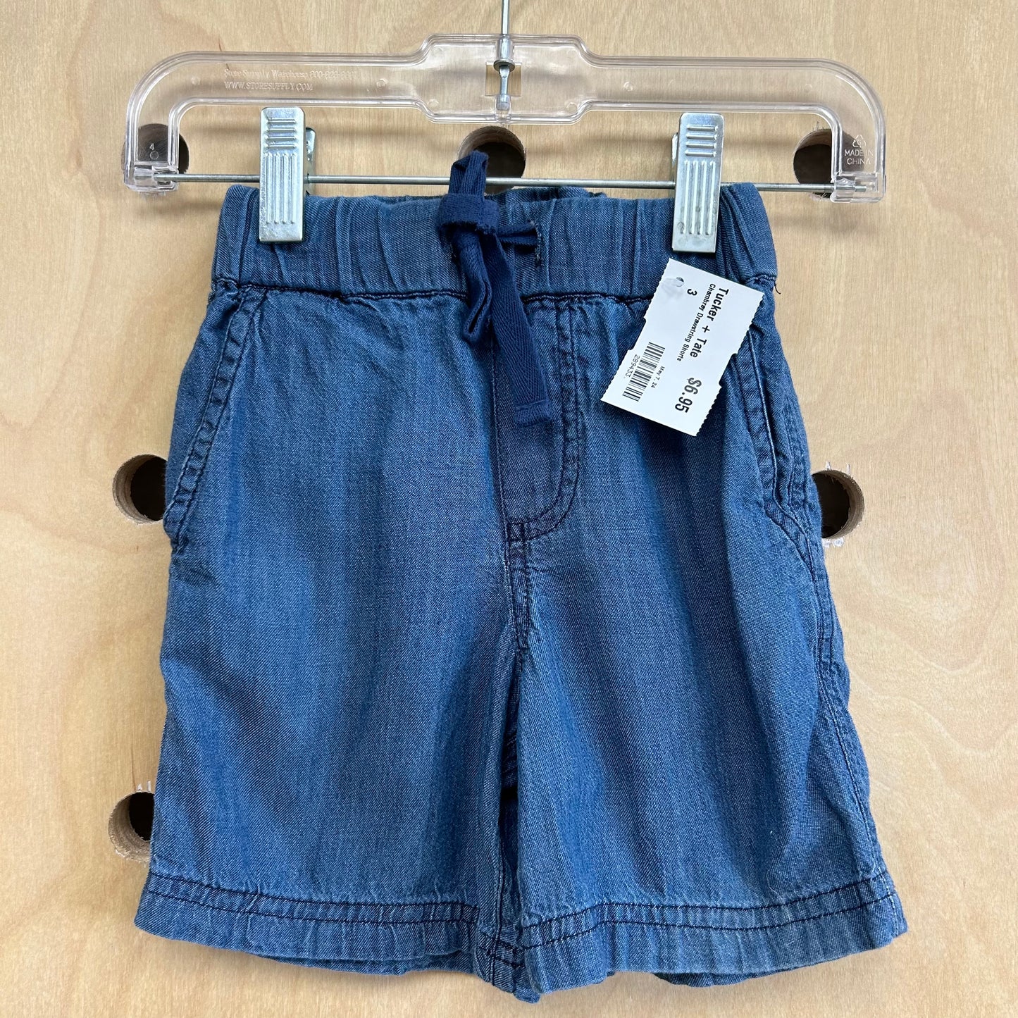 Chambray Drawstring Shorts