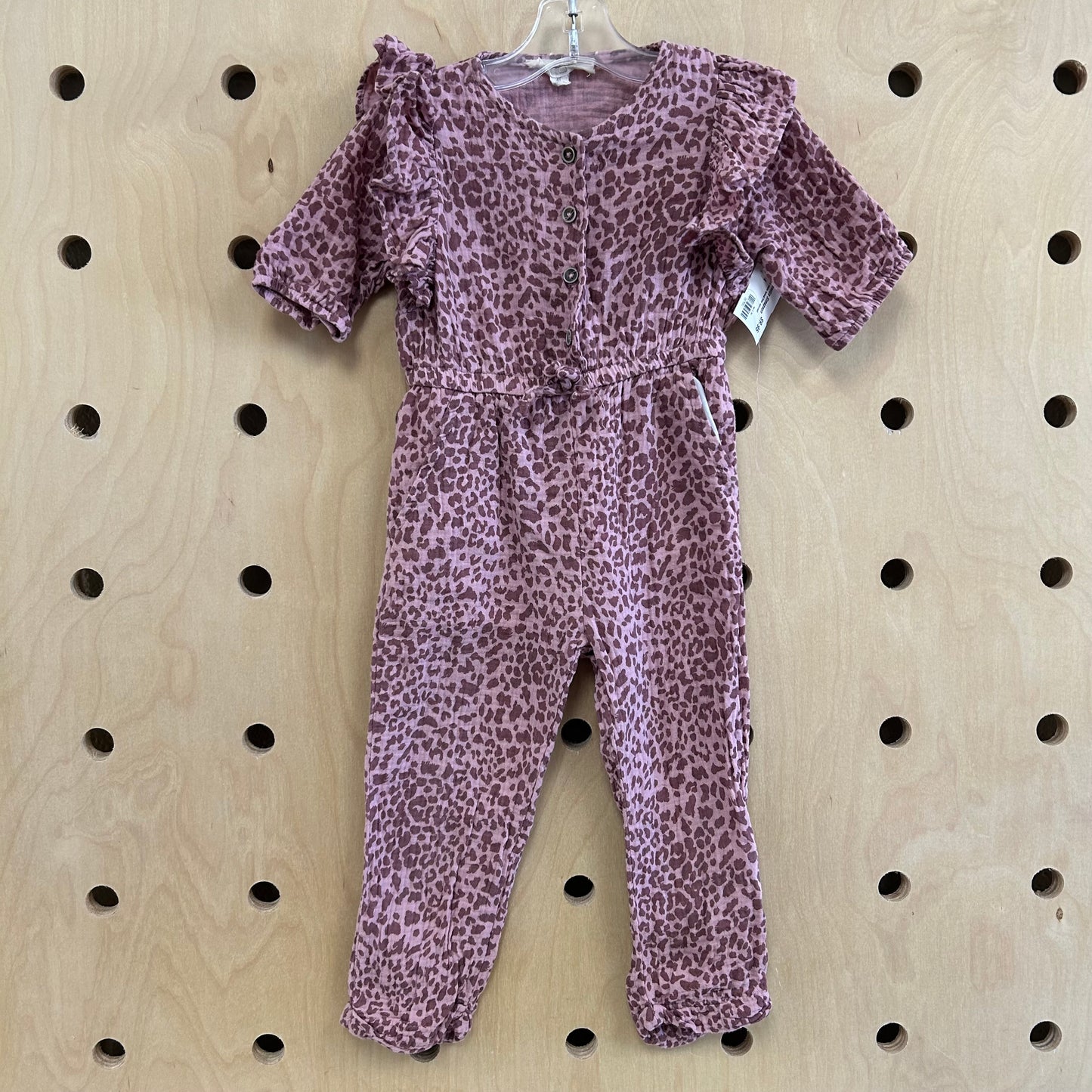 Pink Gauze Animal Print Jumpsuit