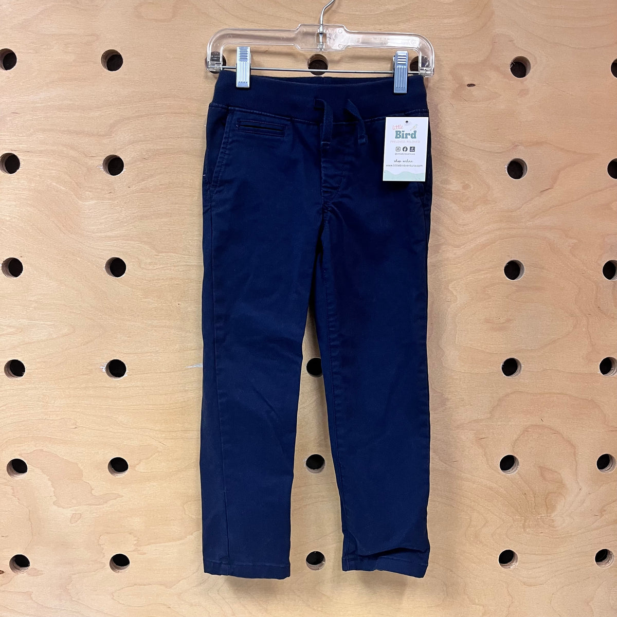 Navy Elastic Waist Drawstring Pants