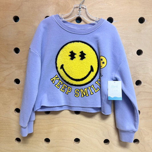 Purple & Terry Smiley Crop Pullover
