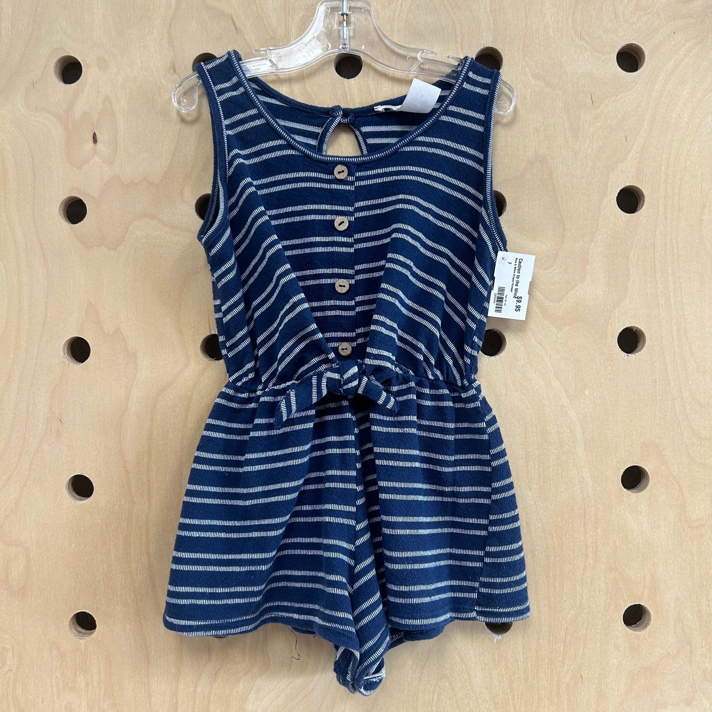 Blue & White Striped Romper