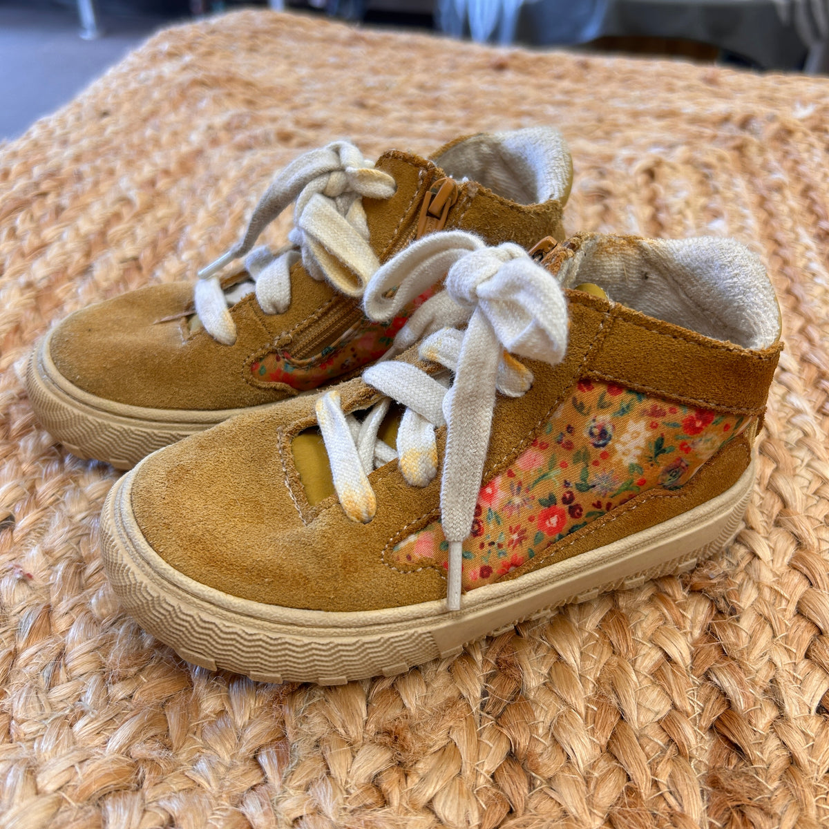 Mustard Yellow Suede Floral Hi Tops