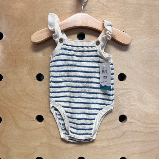 Beige/Blue Knit Romper