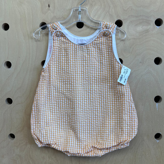 Apricot Gingham Bubble Romper