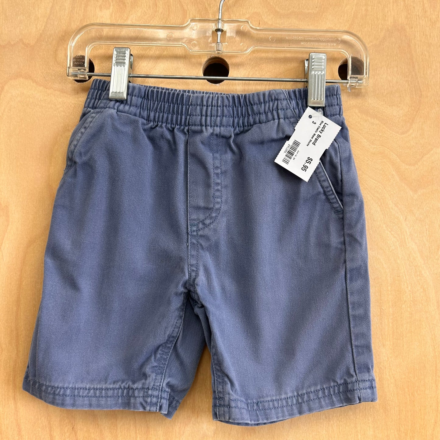 Blue Elastic Waist Shorts