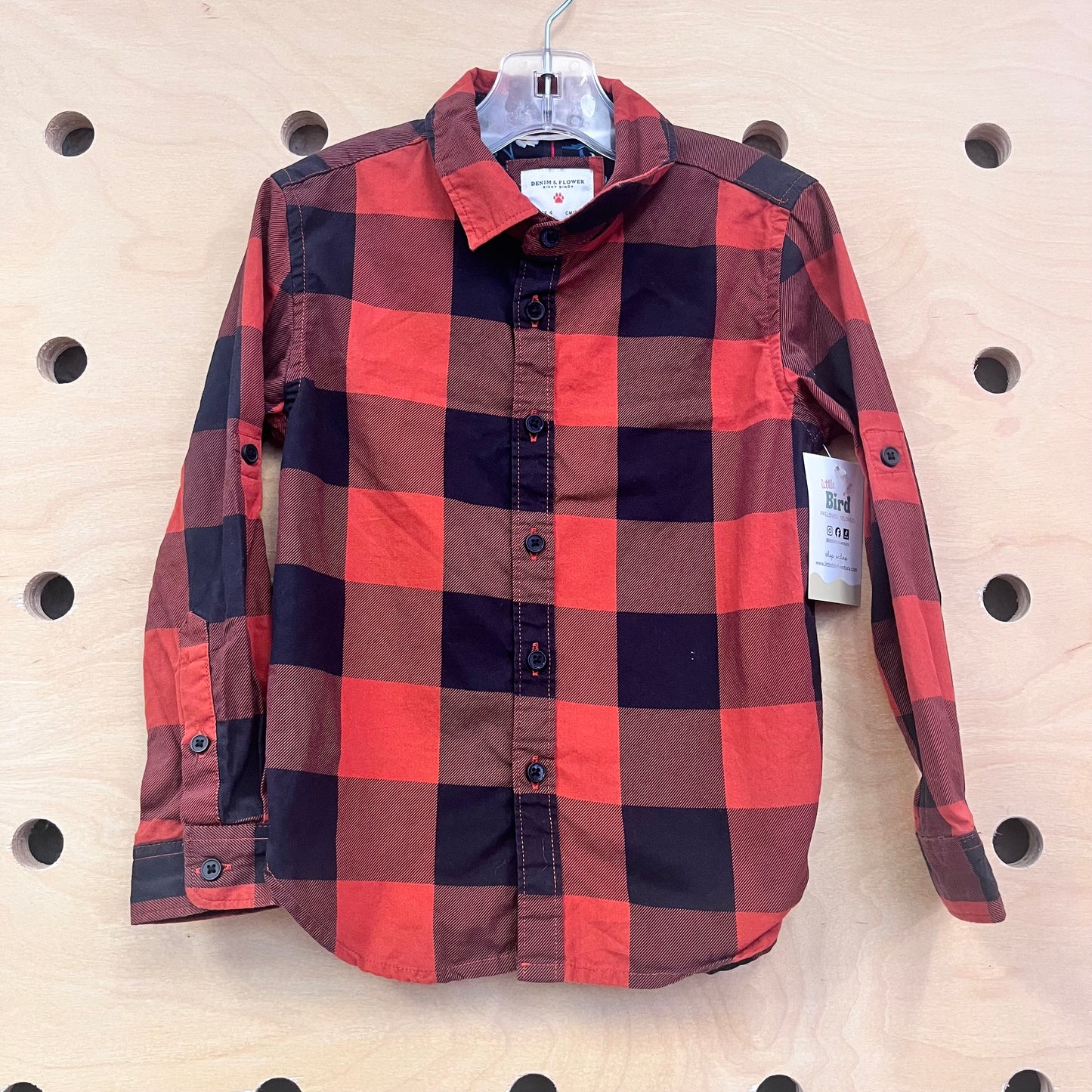 Brick & Black Button Up