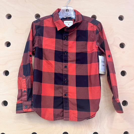 Brick & Black Button Up