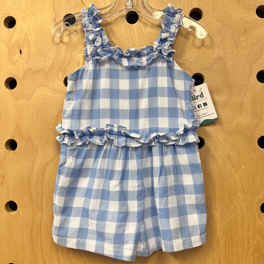 Blue & White Checkered Romper
