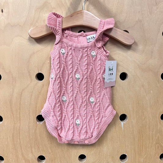 Pink Cableknit Daisy Romper