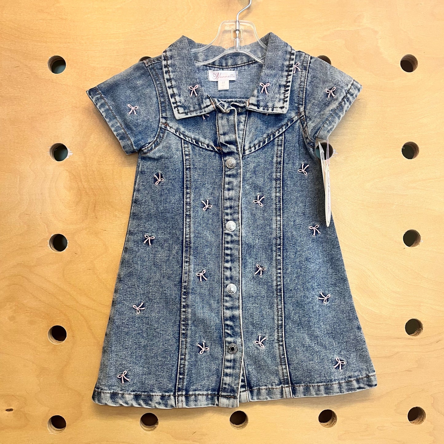 Embroidered Bows Denim Snap Dress NEW!