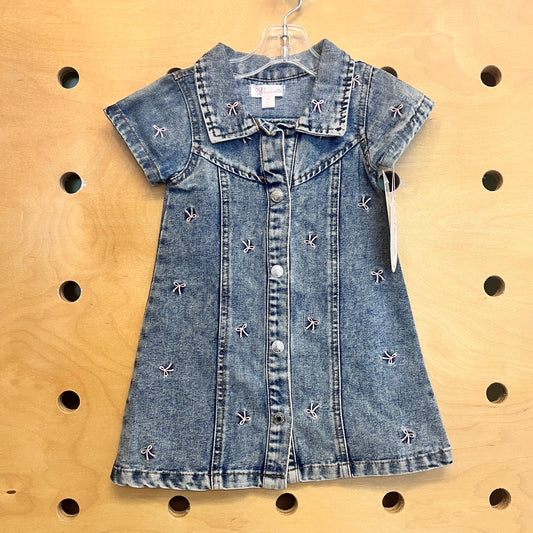 Embroidered Bows Denim Snap Dress NEW!